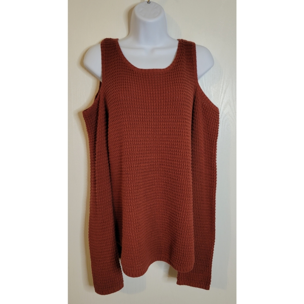 XS, rust color, cold shoulder sweater